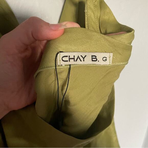 Olive Green Cowlneck Backless Tank Going out Top Flowy Draped sz Large - Picture 4 of 5